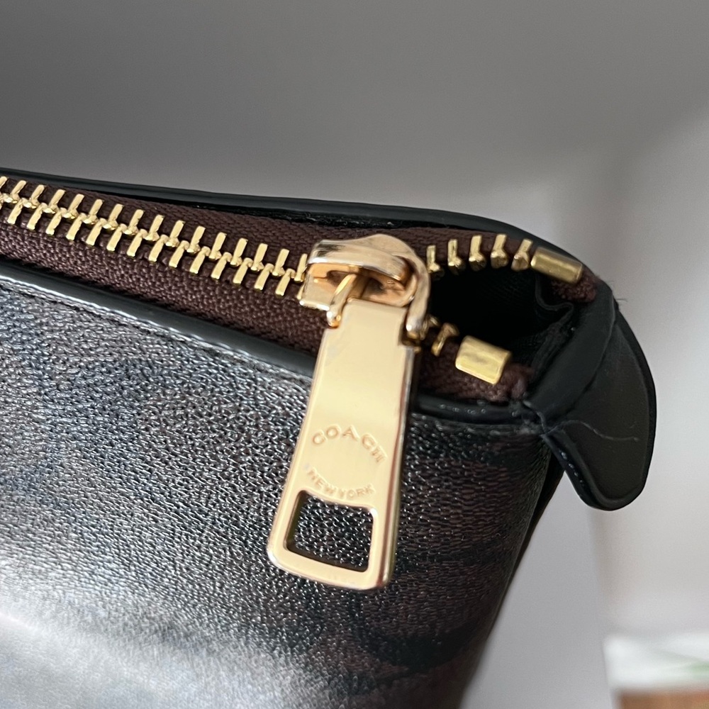 COACH outlet Tote Shoulder Bag 79609 Black Leather H5.5xW14.1xD3.1 In - Picture 3 of 12
